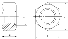 Гайка шестигранная, класс точности C (DIN 555 (EN ISO 4034))