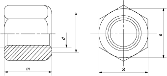 Гайка шестигранная высокая (H = 1,5d ), исп. 2 (DIN 6330)