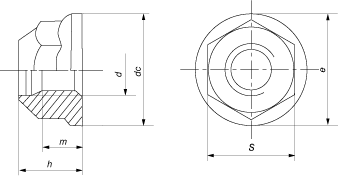 Гайка самоконтрящаяся с буртиком и неметаллической вставкой (DIN 6926 (EN 1663, 1666))