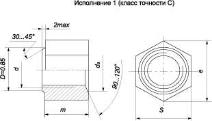 Гайка стыковая, класс точности B и C (ГОСТ 11532-93)