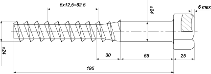 Шуруп с шестигранной головкой ЦП 54, класс точности C (ТУ 1293-16501124323-2005)