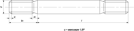 Шпилька с метрической резьбой для глухой посадки MFS (формат A — 2d; формат B — 2,5d) (DIN 949 )