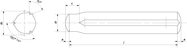 Штифт цилиндрический насечённый (DIN 1470 (EN ISO  8739))