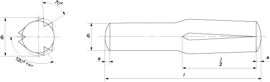 Штифт комбинированный насечённый на конусной части (DIN 1474 (EN ISO  8741))