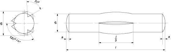 Штифт цилиндрический с центральной  насечкой (DIN 1475 (EN ISO  8742/8743))