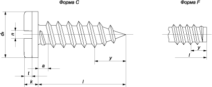 Шуруп (саморез) с цилиндрической головкой и прямым шлицем (DIN 7971 (ISO 1481))