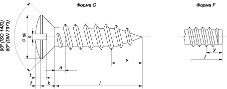 Шуруп (саморез) с полупотайной головкой и прямым шлицем (DIN 7973 (ISO 1483))