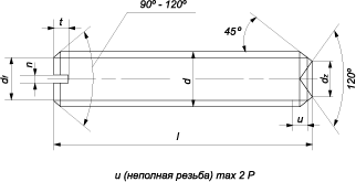 Винт установочный с засверленным концом и прямым шлицем (DIN 438  (EN ISO 7436))