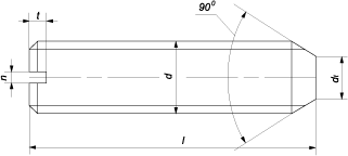 Винт установочный стопорный с прямым шлицем и коническим концом (DIN 553 (EN ISO 7434))
