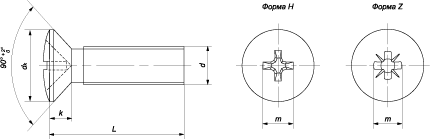 Винт с полупотайной головкой и крестообразным шлицем (DIN 966 (EN ISO 7047))