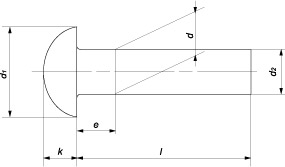 Заклепка с полукруглой головкой диаметром 10—36 мм (DIN 124)