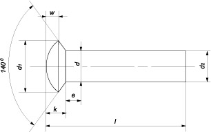 Заклепка с полупотайной головкой (DIN 662 (ISO 1051))