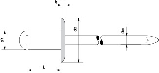 Заклепка вытяжная с увеличенным буртиком DIN 7337