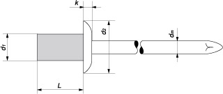 Заклепка вытяжная глухая (CAP) со стандартным буртиком