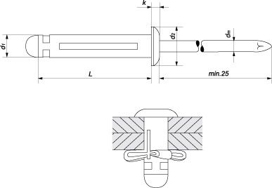 Заклепка вытяжная распорная Tri-Fold 