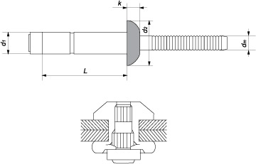 Заклепка вытяжная G-LOCK с полукруглым буртиком