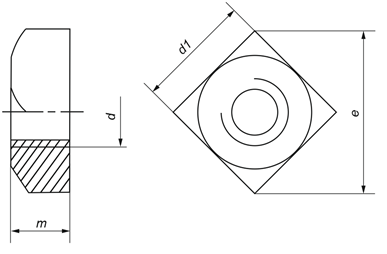 Гайка квадратная, класс точности С (DIN 557)